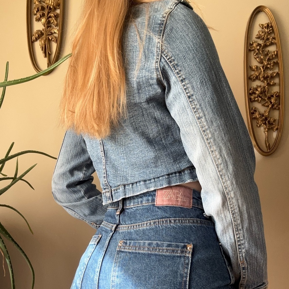 Angels Light Blue Cropped Jean Jacket - Picture 7 of 9